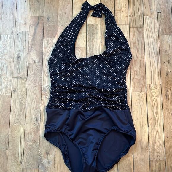 NWOT Miraclesuit Brown and White Polka Dot Swimsuit - Picture 7 of 8